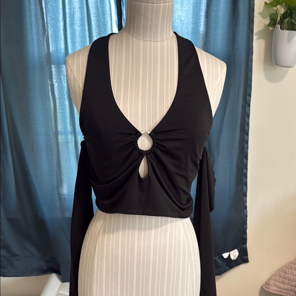 princess polly Black Ring Detail Women's Top